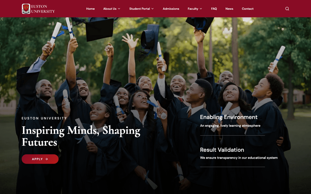 Euston University website screenshot